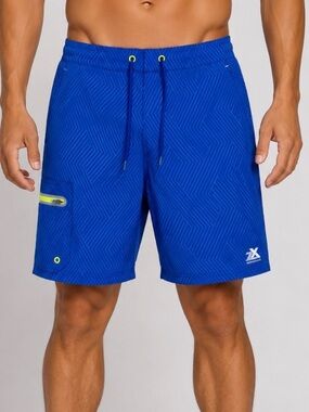 ZeroXposur Men’s Board Shorts Royal Blue Swim trunks with Yellow Accent NEW SZ S